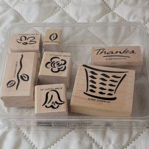 Vintage StampinUp Stamp Set Two-Step Basket of Blossoms 1999